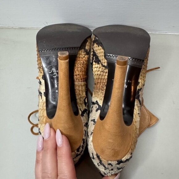 Limited Edition Mimosa Leopard & Beige Leather Booties – Size 7 – Made in Italy - Picture 11 of 16